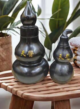 黑曜石天医葫芦开口摆件