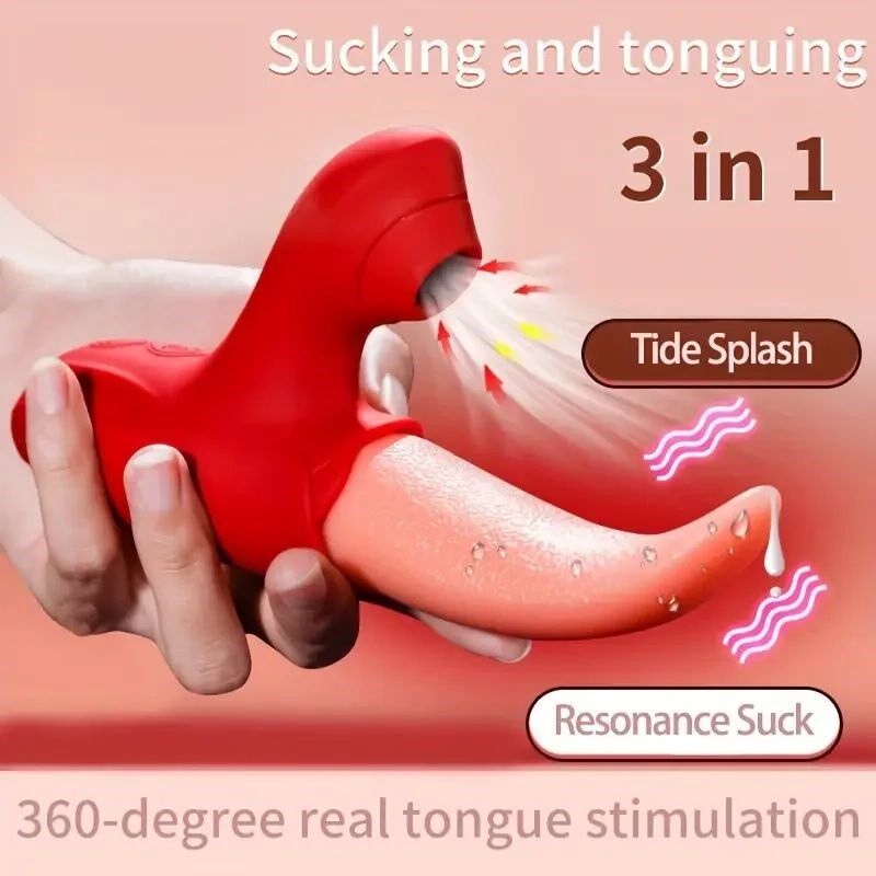Sucking Rose Vibrator with Tongue Licking for Women