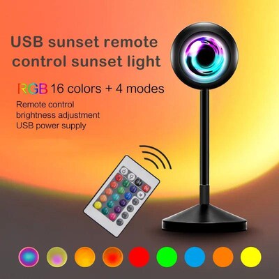 Sunset Lamp Projector RGB USB Led Night Light With Remote Co