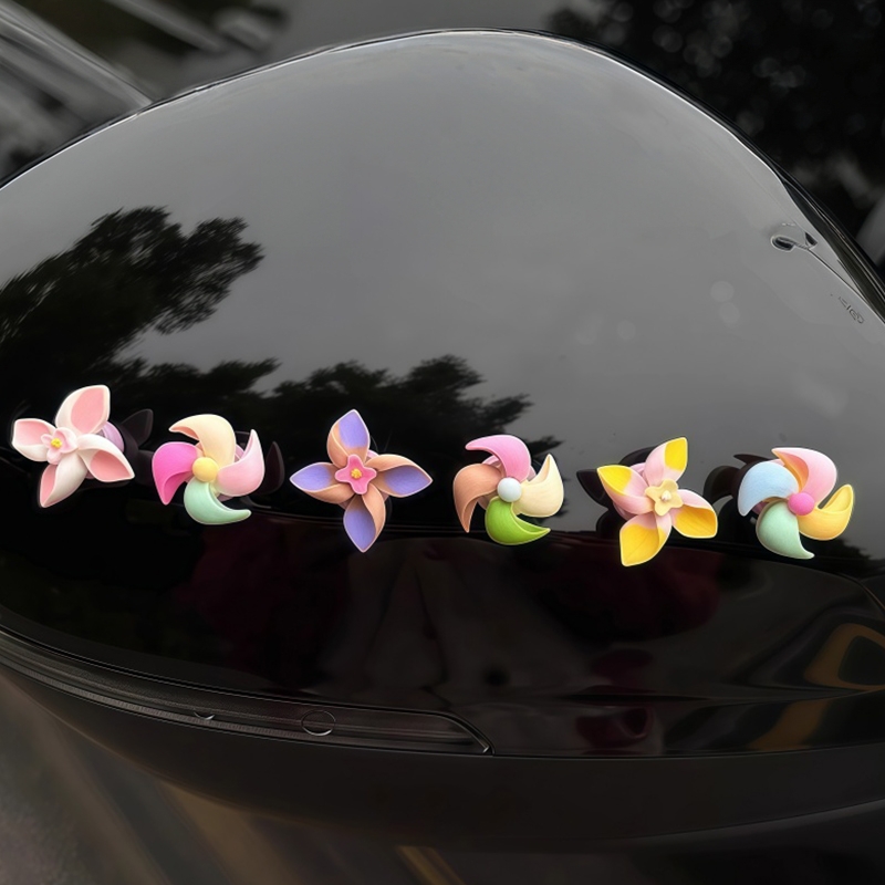 电动车装饰小配件小风车可爱自行车改造后视镜装饰品电瓶车小摆件