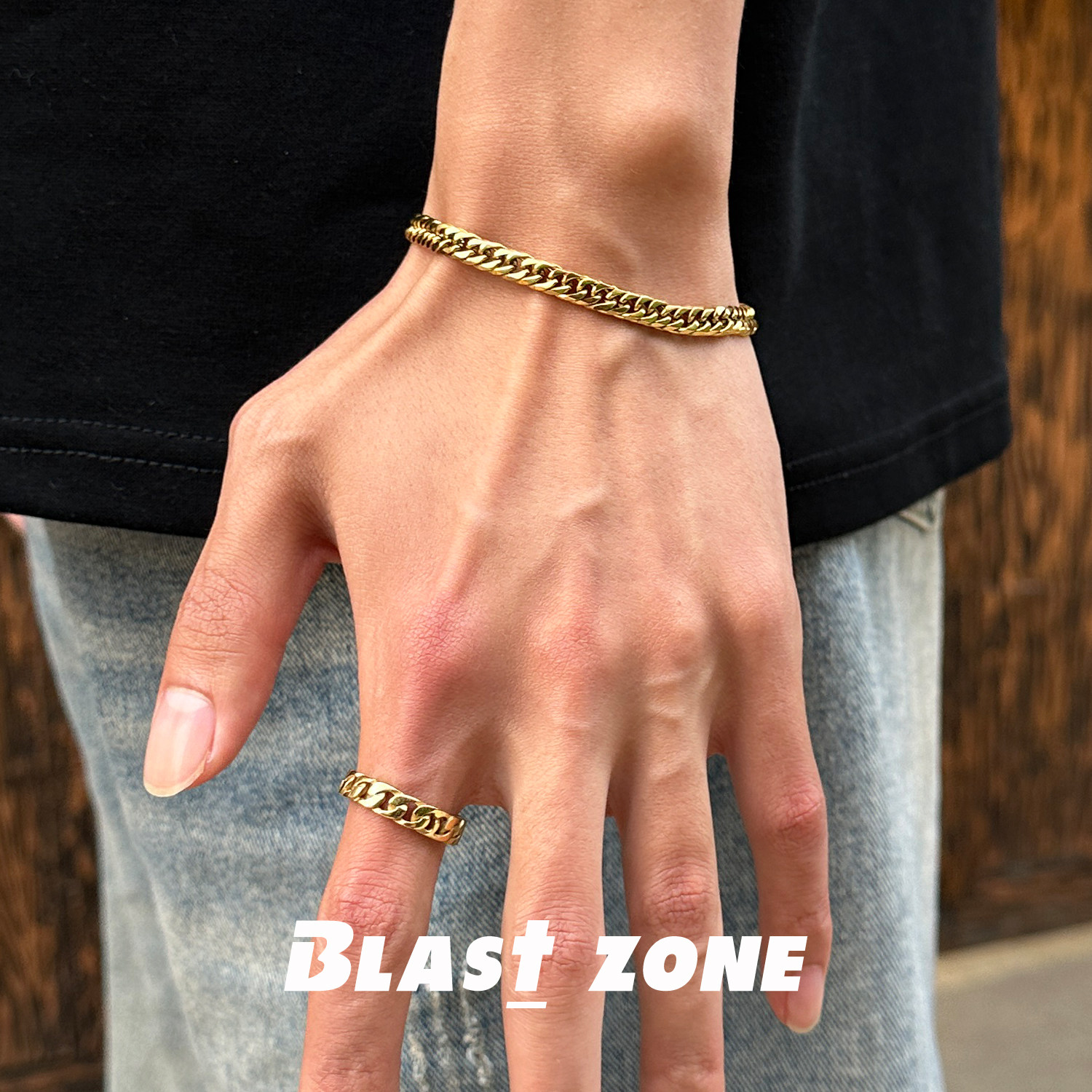 Blast Zone 5mm日本加密12面切喜平手链男士钛钢古巴链小众手饰