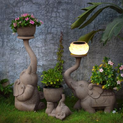 汉韵堂庭院花盆中式造景布置阳台花园户外院子装饰大象摆件多肉盆