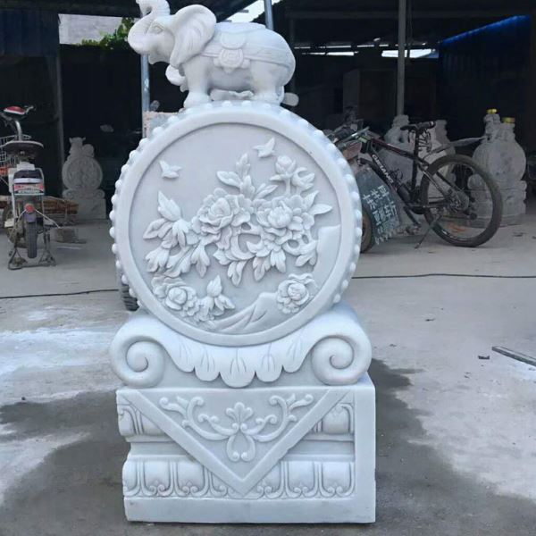 汉白玉石雕门墩石鼓抱鼓石庭院门口石墩狮子貔貅大象门口摆件