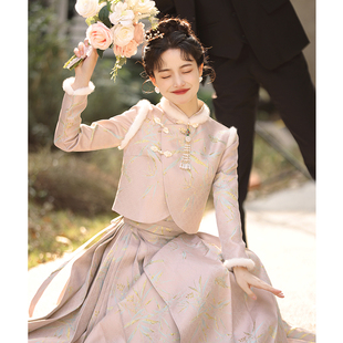 速发马面5敬酒服新娘旗袍202裙新款新中式订婚礼服裙结婚冬装婚服