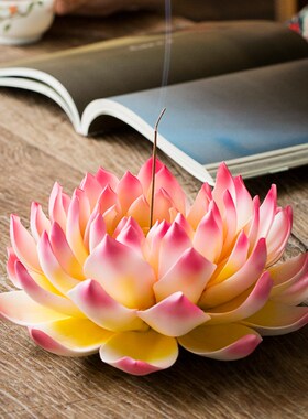 速发陶瓷摆件莲花荷花佛前供花客厅佛桌大真花仙堂装饰品