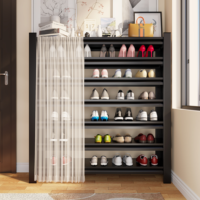 速发鞋架防尘带遮挡帘家用门口多层柜鞋制内简易好看新款钢室收纳