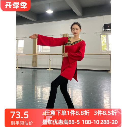 速发族舞古典舞蹈服汉唐练出服国学汉服集训班演功表演上衣民北民