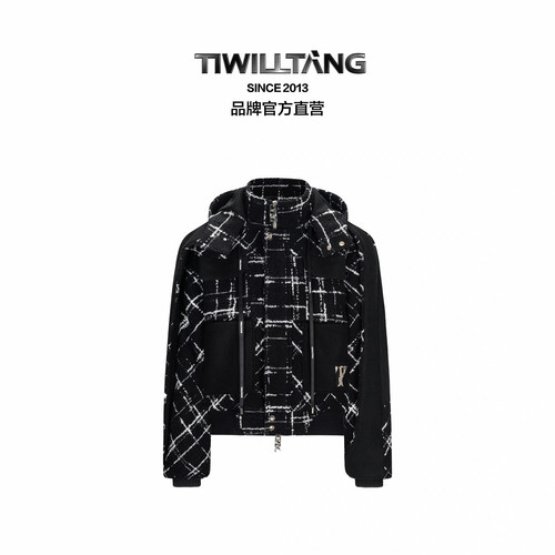 启世录TIWILLTANG“宴迹风呢”小香风拼呢棉夹克