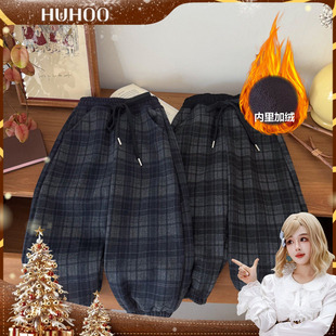 保暖卫裤 儿童格子撞色加绒休闲裤 顾奈 KZ25632 呼呼专享