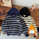 甜甜圈 虹虹Tia 儿童条纹撞色连帽加绒卫衣WY25502