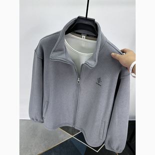 MAROLIO 外套男秋冬加絨加厚寬松保暖 拉鏈立領衛(wèi)衣開衫 不懼寒冬