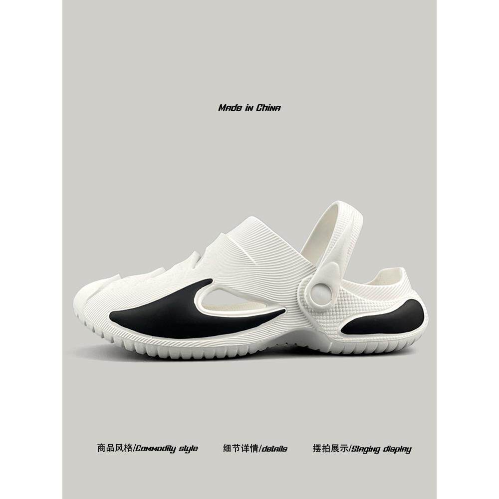 潮牌洞洞鞋男士夏季款外穿运动休闲沙滩拖鞋防滑防臭耐磨包头凉鞋