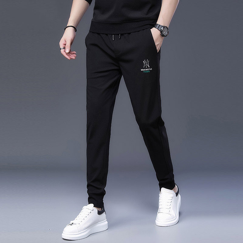 韩版高端潮牌休闲运动裤男士百搭春夏季黑色修身大码潮流小脚卫裤