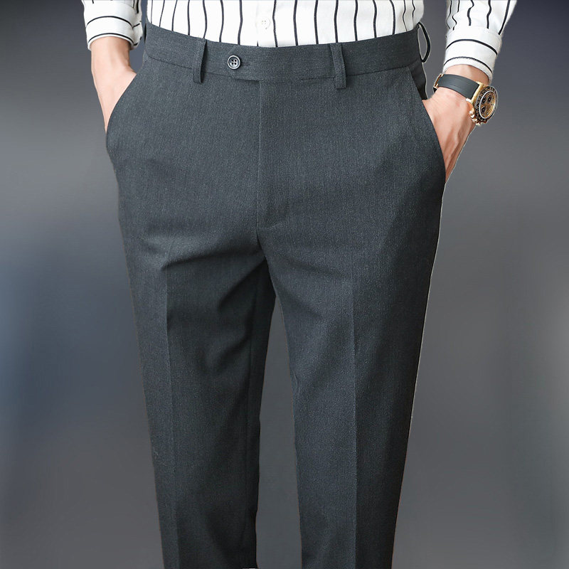 高端轻奢西裤男春夏新款长裤修身小脚西装裤潮流九分免烫西服裤子