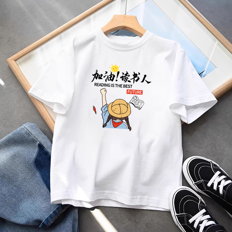 女童纯棉短袖t恤2025新款夏季宽松韩版洋气儿童半袖白色上衣童装