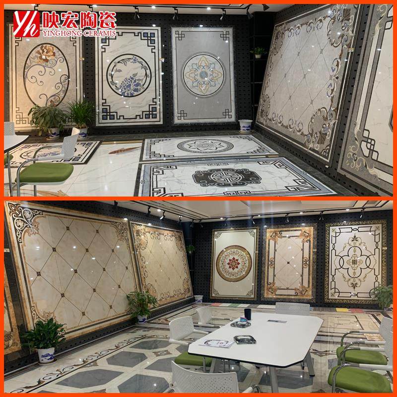 客厅地砖拼花瓷砖走廊过道微晶镀金无限拼抛晶砖 欧式拼图可定制