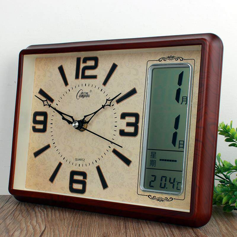 康巴丝台式万年历电子办公座钟台钟卧室床头日历石英钟温湿度钟表