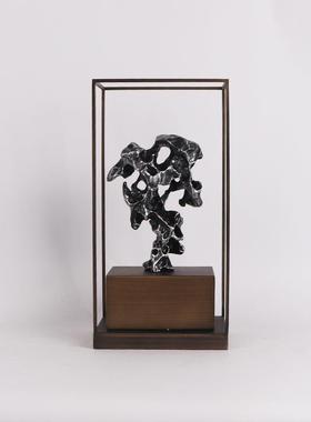 现代新中式太湖石铁艺框架展示摆件展厅售楼处大堂隔断茶几饰品