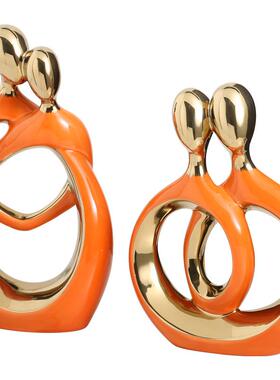 现代简约情侣摆件创意温馨家居家里客厅工艺品卧室房间布置装饰