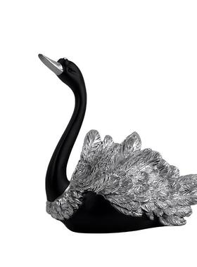 欧式情侣天鹅摆件结婚新房客厅玄关酒柜电视柜家居装饰树脂工艺品