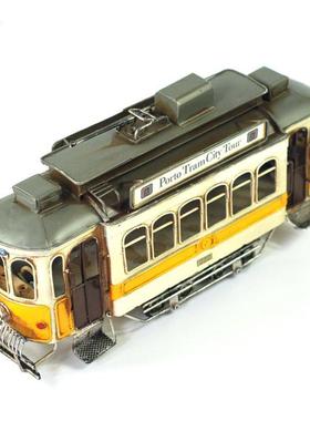 铁艺复古电车模型简约家居摆件酒吧餐厅咖啡厅装饰工艺品创意礼品