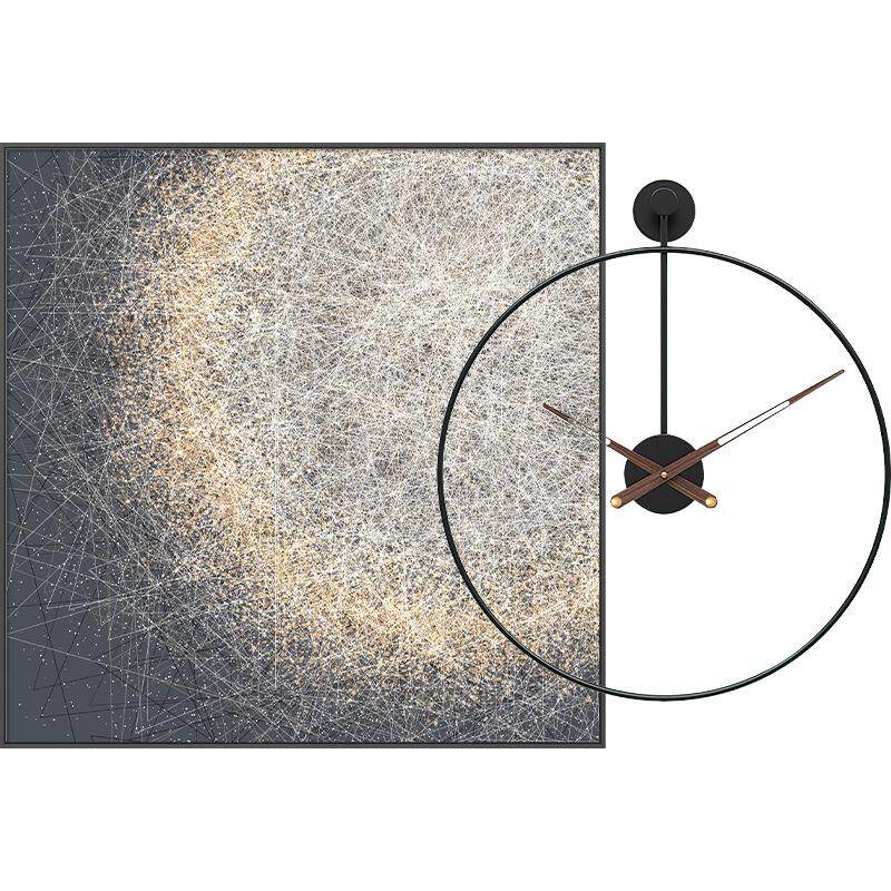 饭厅简约客厅创意钟表挂画壁画带挂钟现代轻奢抽象餐厅墙面装饰画