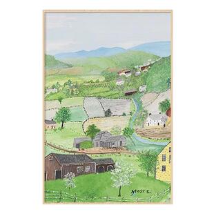 田园风客厅沙发背景墙装饰画原木风玄关挂画治愈系风景大幅落地画