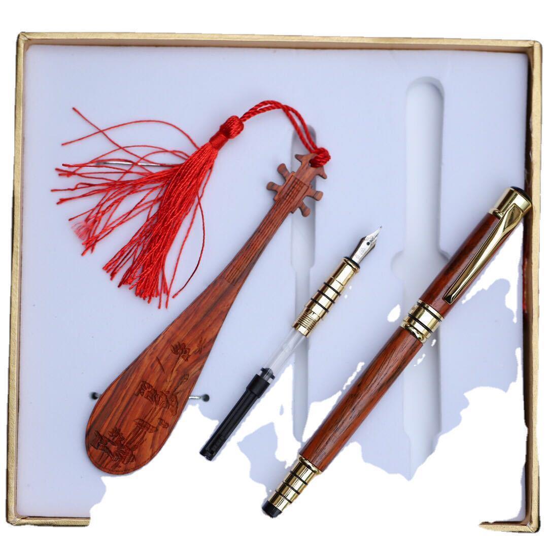 红木大红酸公枝两用笔木质钢笔圆艺珠笔水笔签笔礼品办笔名工品圆