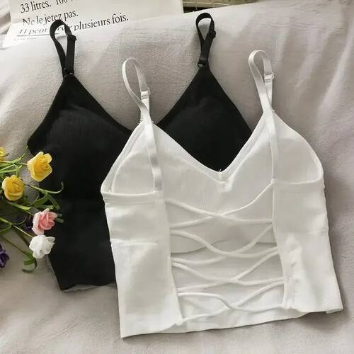 V-neck backless slim fit camisole for womenV领露背修身吊带女