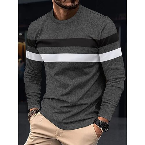 Round neck color blocked pullover top man 圆领拼色套头上衣男