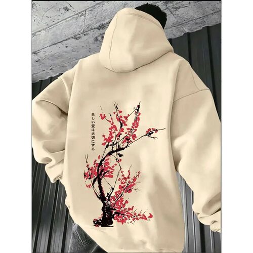 字母花朵印花宽松男女连帽卫衣Letter flower print loose hoodie