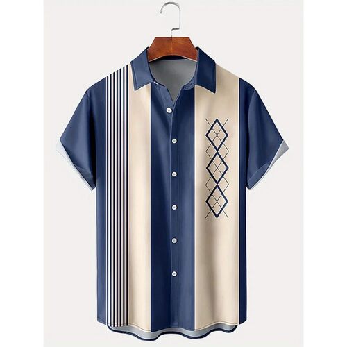 3D printed retro short sleeved shirt  3D数码印花复古短袖衬衫