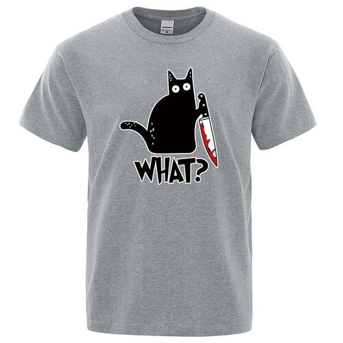 Loose fitting cat print round neck top宽松套头猫咪印花上衣男