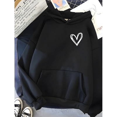 Love printed long sleeved hoodie sweatshir爱心印花长袖连帽衫