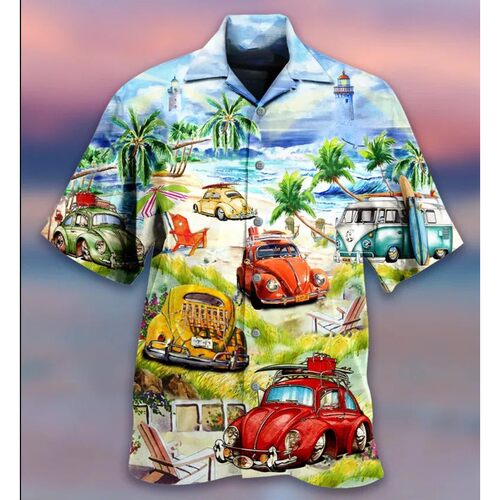 3D digital printed loose collar shirt 3D数码印花翻领宽松衬衫