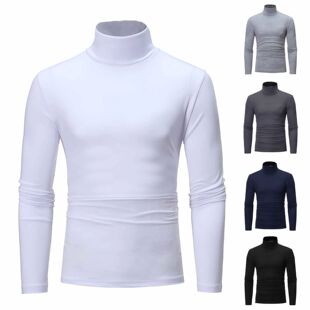 High neck slim fit solid color top for man高领修身纯色上衣男