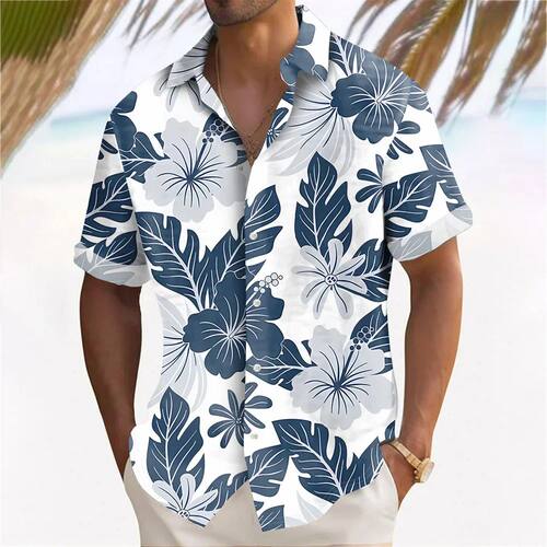 3D digital printed lapel shirt top for man3D数码印花翻领衬衫