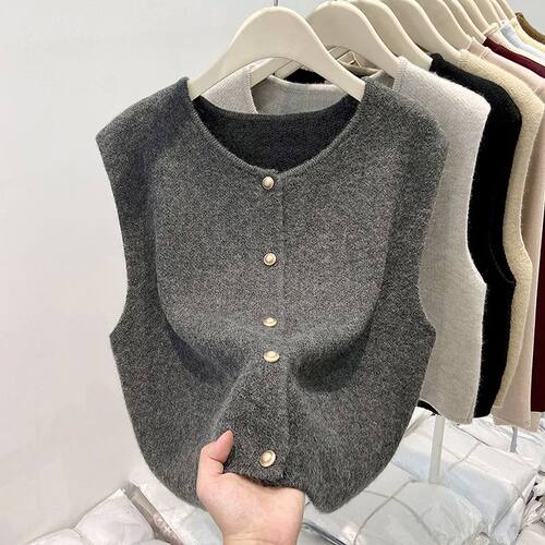 开衫马甲简约上衣Single breasted cardigan vest minimalist top