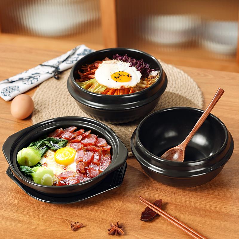 韩国石锅拌饭专用耐高温饭店商用陶瓷韩式米线碗家用煲仔饭小砂锅