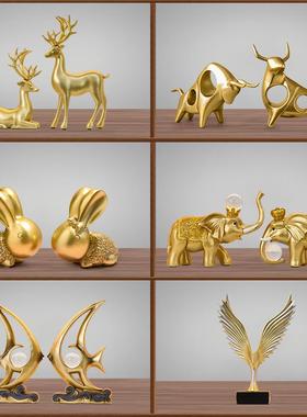 轻奢高档酒柜装饰品摆件现代客厅玄关办公室乔迁新居高端大气家居