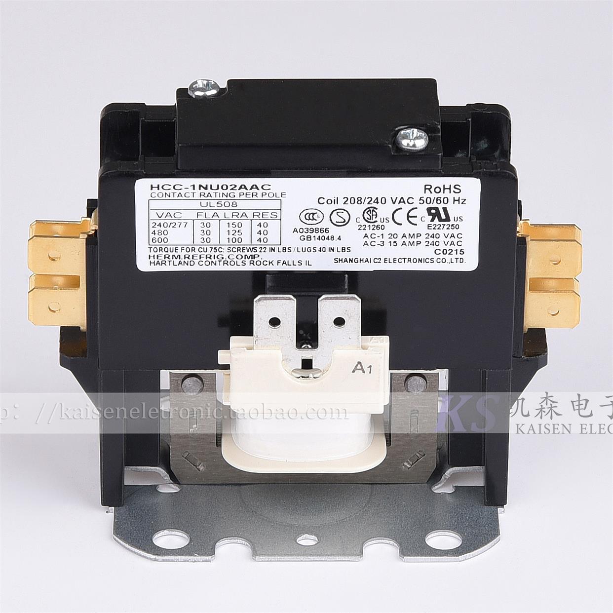 208V/240V 30A 单相 HCC-1NU02AAC UL CSA暖通空调热泵交流接触器