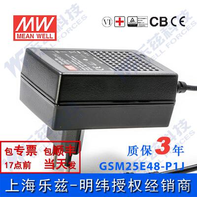 GSM25E48-P1J台湾明纬25W48V电源适配器直流稳压0.52A欧规,医疗级