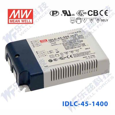IDLC-45-1400 45W 19~32V1400mA无频闪二合一调光明纬LED开关电源