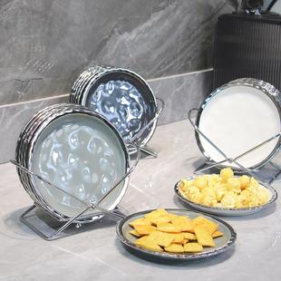 水果盘零食碟子餐桌垃圾渣骨头盘 轻奢陶瓷骨碟家用吐骨碟收纳套装