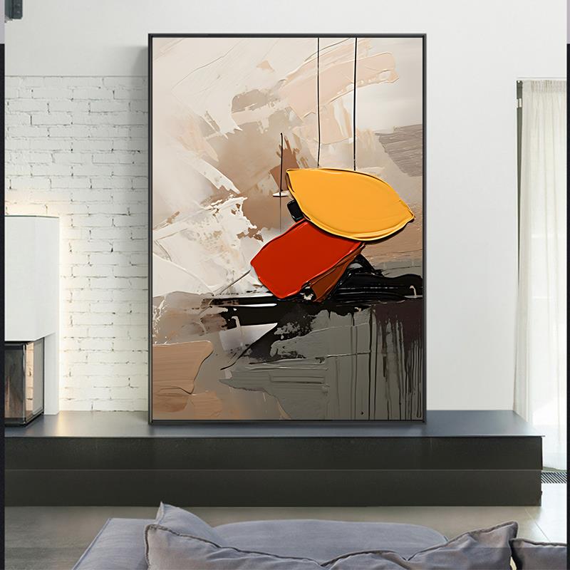 现代轻奢立体抽象肌理油画 画装饰画 画简约色块客厅高级感大幅落图片