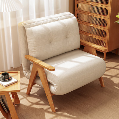 单人沙发床折叠两用2023新款多功能小户型客厅阳台实木沙发椅秋冬