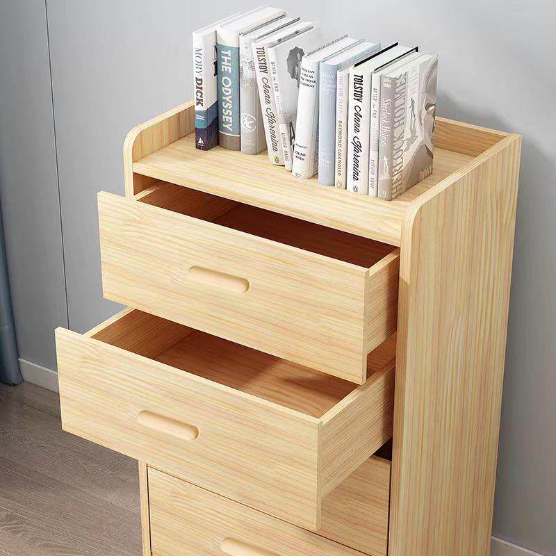 my实木五斗柜松木收纳柜斗柜客厅储物柜原木小柜子夹缝抽屉式五斗