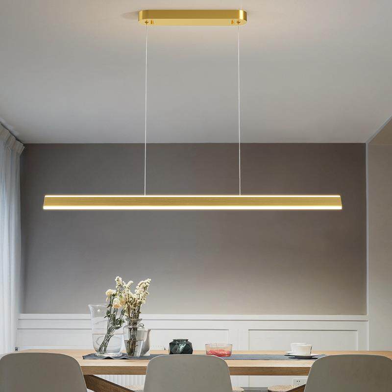 新款极简餐厅灯长条办公吊灯长条形led上下发光一字吧台灯具