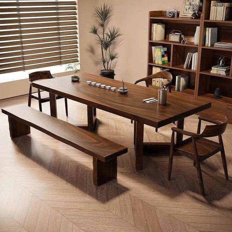 南美胡桃木实木客厅泡茶桌椅原木茶几泡茶长条桌家用工作台学习桌