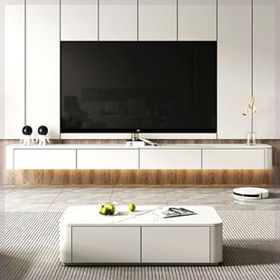 小户型网红电视柜酒店房间壁挂实木岩板悬空挂壁客厅悬挂悬浮吊柜